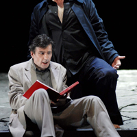 Wolfgang Holzmair (Wolfram) mit Gary Lehman (Tannhäuser) in Wagners Tannhäuser, Oper Erfurt, 2007
